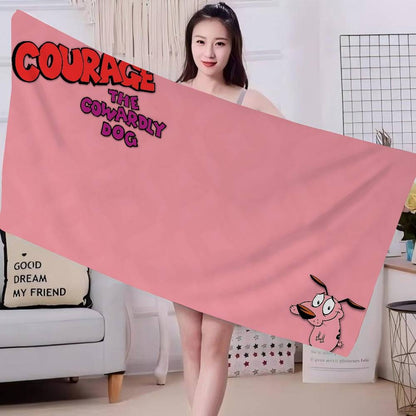 Cartoon C-Courage C-Cowardly Dog Bath Towel Microfiber Soft Absorbing Breathable For Girl Kids Decorative Cartoon Beach Towel