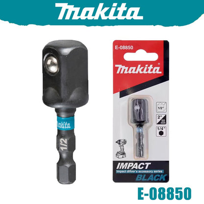 Adaptador de Soquete Makita E-08850 Impact Black 1/2" X 50MM Haste Hexagonal de 1/4" Acessórios para Ferramentas de Impacto de Alto Torque