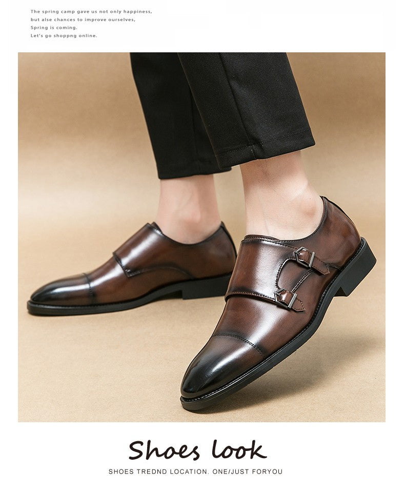 Large size men's three-point casual leather shoes men's leather business gentleman British style dress men Mengke shoes