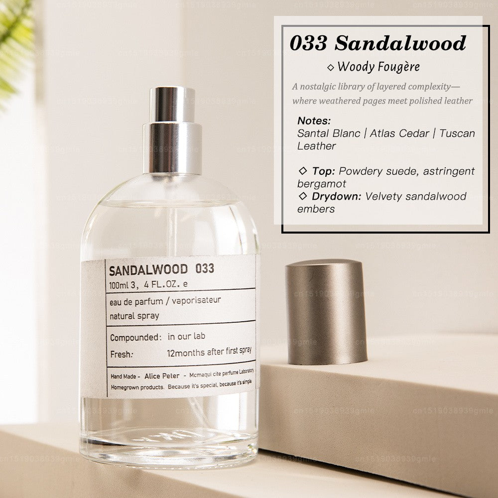 No.33 Sandalwood Eau De Parfum Spray Unisex 100Ml Warm Woody Base Lasting Perfume High Quality Perfume for Women Men