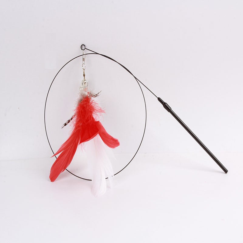 Brinquedo Engraçado para Gatos de Pena Colorida Fofa com Sino Ventosa Varinha Interativa Destacável para Gatinhos Brinquedos para Gatos