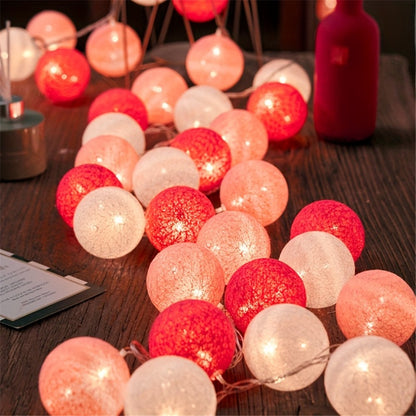 10/20LED Cotton Balls String Lights Battery Powered Fairy Garland Lighting Strings Holiday Wedding Party Decoration Birthday