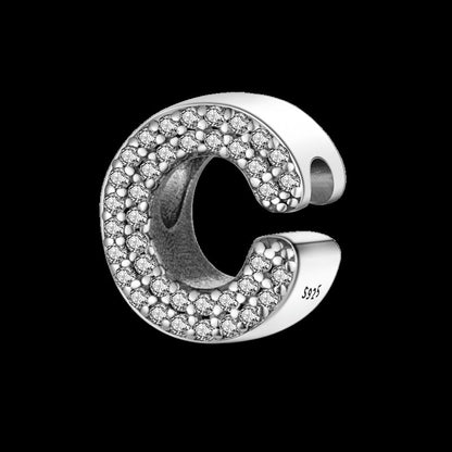 Fit Original Bangle Bracelet DIY A-Z Alphabet Charms Bead 925 Sterling Silver CZ Zircon LOVE Letter Dangle Pendant Jewelry Gift