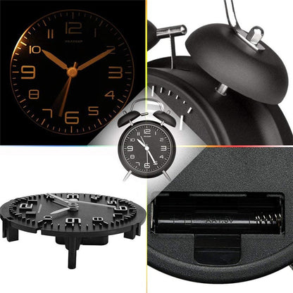 4 Inch Twin Bell Loud Alarm Clock Metal Frame 3D Dial with Backlight Battery Operate Desk Table Alarm Clock For Home and Office