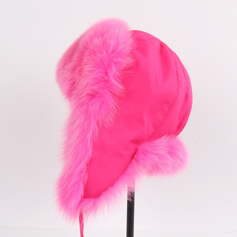 2025 Novo Chapéu Feminino Ushanka Russo de Pele de Raposa Natural Inverno Grosso Quente Orelhas Moda Chapéu Bomber Senhora Gorro Genuíno de Pele de Raposa Real