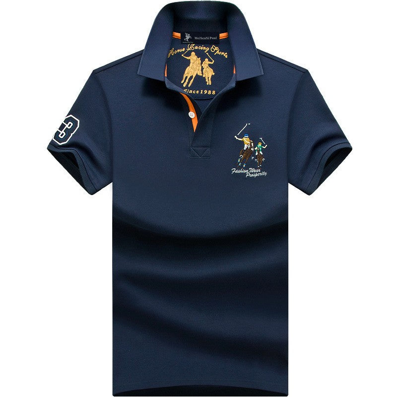 Summer Polo Shirt Men Cotton Casual Embroidery Polo T Shirt Solid Short Sleeve Lapel Button Shirt Business Fashion Designer Male
