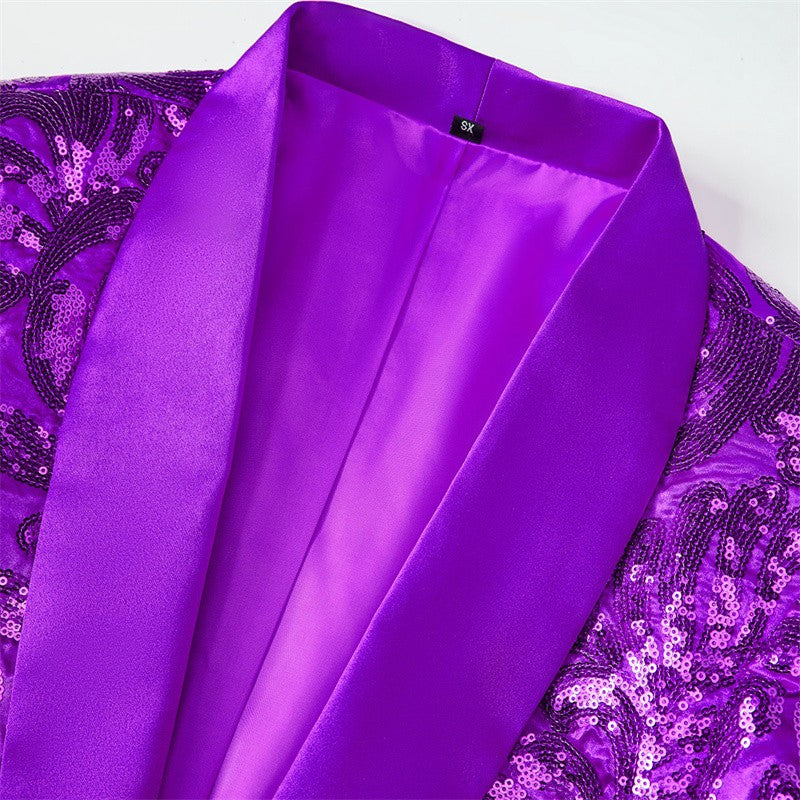 2025 New Men Sequined Suit Single Button Slim Fit Jacket Fashion Singer Bar KTV Stage Performance Luxurious Dress Blazers