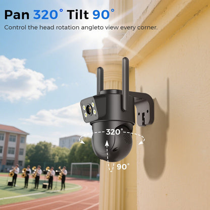 Wifi Camera Outdoor 8MP 4K Dual Lens Dual Screens Black Surveillance Camera Night Vision Human Detection Security Camera ICsee