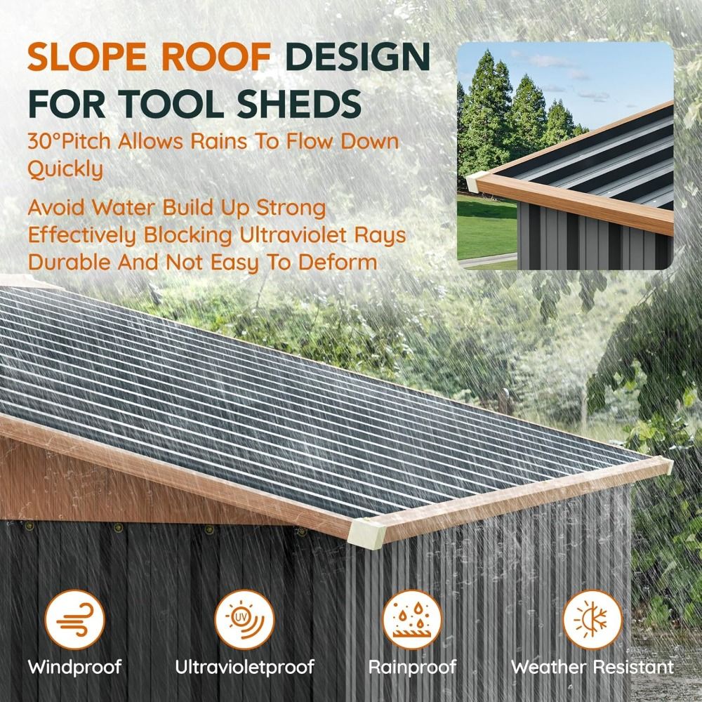 8x6FT Metal Shed & Outdoor Storage Shed, Steel Tool Multi-Used Shed with Vents,Lockable Doors,Window,Compact Tool Shed