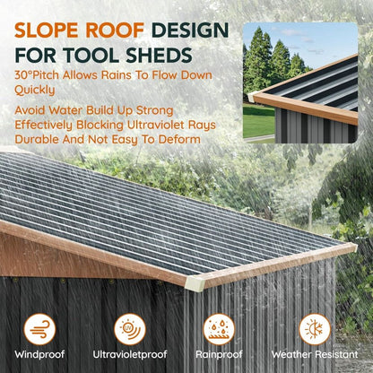 8x6FT Metal Shed & Outdoor Storage Shed, Steel Tool Multi-Used Shed with Vents,Lockable Doors,Window,Compact Tool Shed