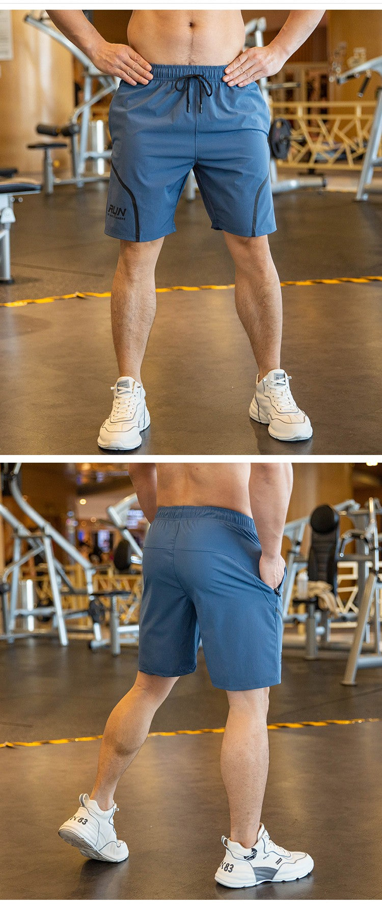 Men Beach Shorts Male Gym Fitness Sport Short Pants Joggers Basketball Sportswear Bodybuilding Loose Plus Size Zip Pocket