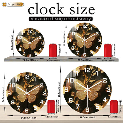 Golden Butterfly Elegance Wall Clock, Luxe Marble Background Decor, Glamorous Home or Office Timekeeper