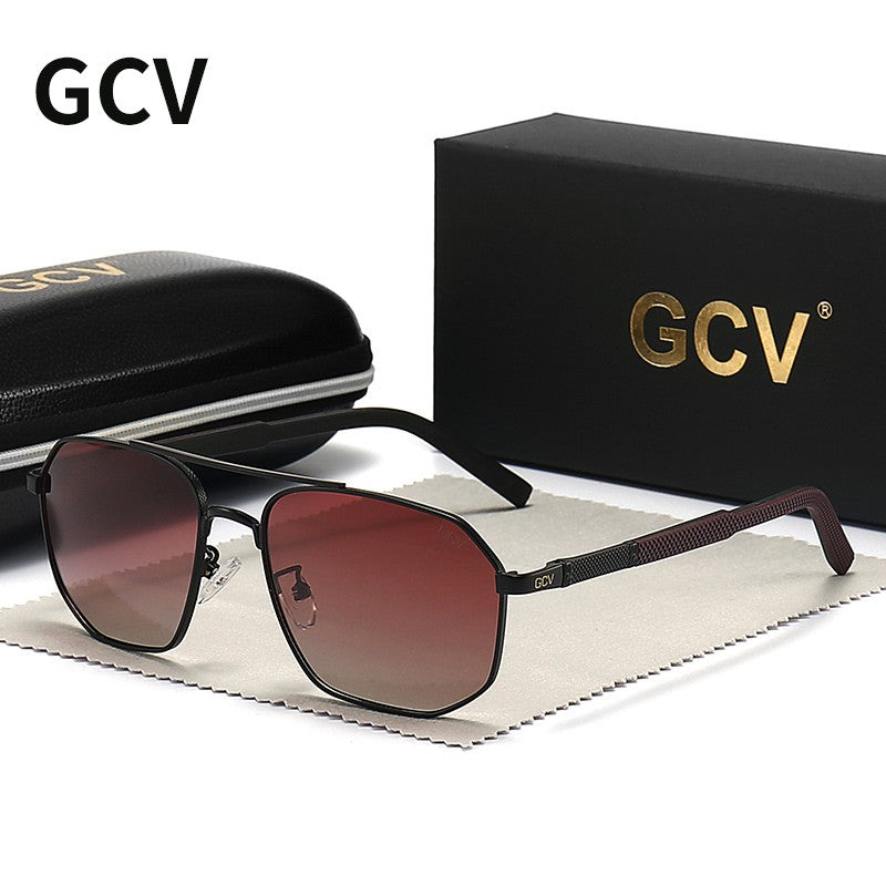 GCV 2025 Óculos de Sol Polarizados Clássicos Masculinos Modelo Piloto Quadrado Armação de Metal Óculos de Sol Masculinos para Dirigir Óculos UV Bloqueador Luxo