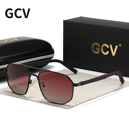 GCV 2025 Óculos de Sol Polarizados Clássicos Masculinos Modelo Piloto Quadrado Armação de Metal Óculos de Sol Masculinos para Dirigir Óculos UV Bloqueador Luxo