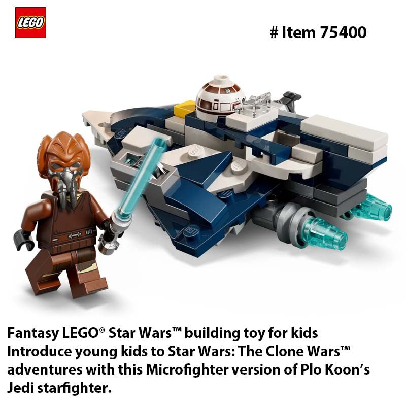 LEGO 75400 Star Wars Microfighter Caça Estelar Jedi de Plo Koon Brinquedo Infantil Playset de Guerras Clônicas e Decoração de Quarto para Meninos e Meninas 89 Peças