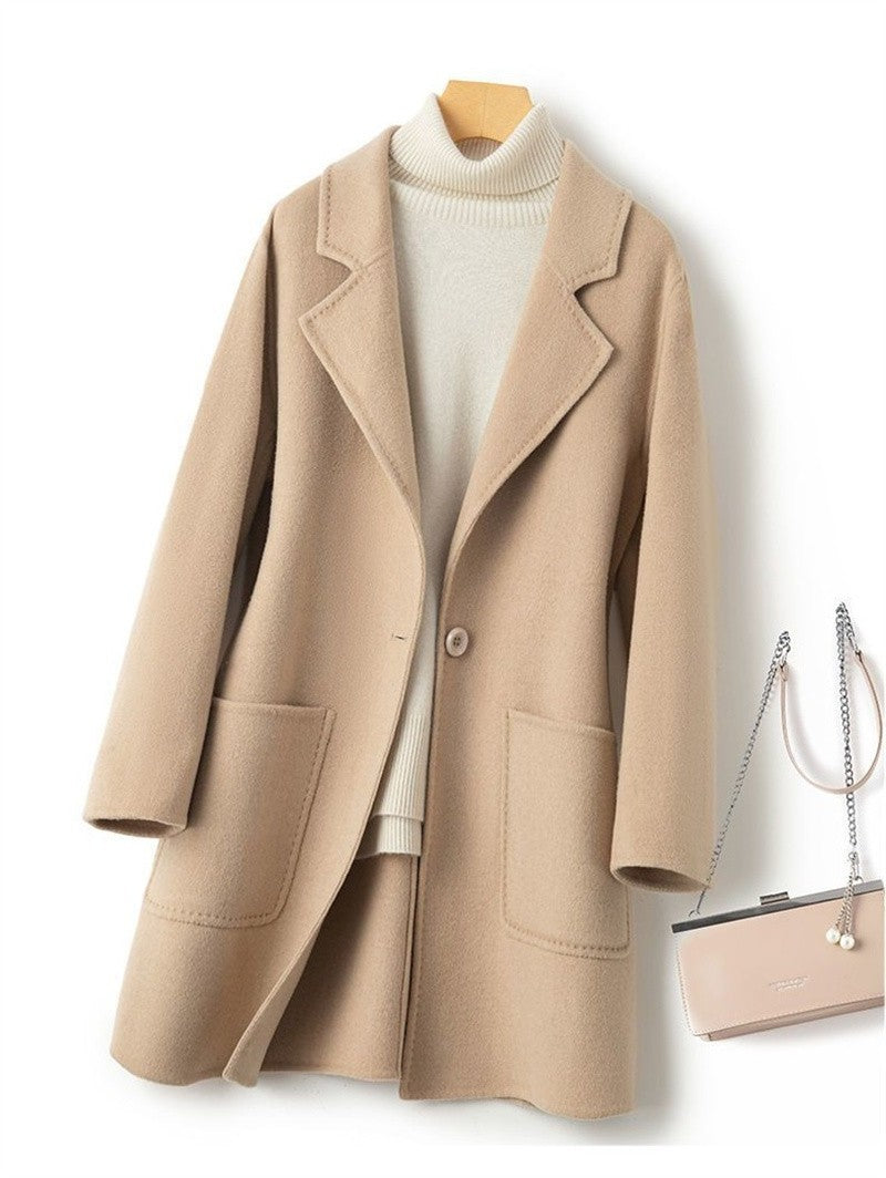 High-Quality Double-Sided Tweed Wool Coat Female 2025Autumn Winter New Woolen Jacket Women's Long Outerwear Fashion Overwear Top