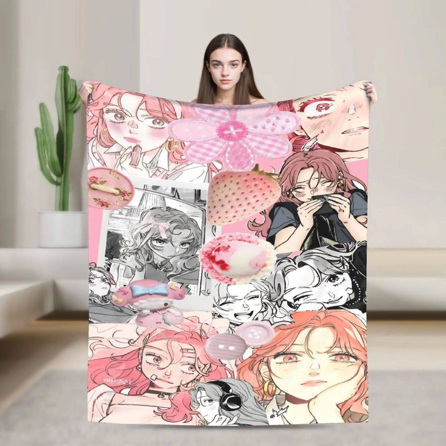 He Guy She Was Interested in Wasnt a Guy at All Manga Blankets Flannel Warm Throw Blanket for Bedding Lounge All Season