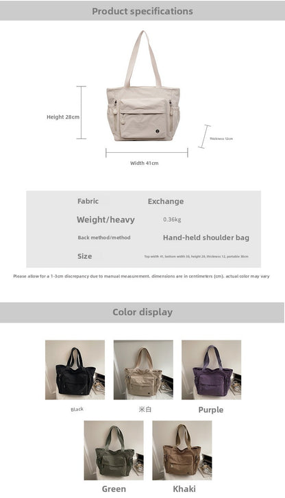 Stylish Nylon Canvas Shoulder Bag for Women Spacious Top Handle Bag Tote Casual  Comfortable and Versatile Texture Commuter Bag