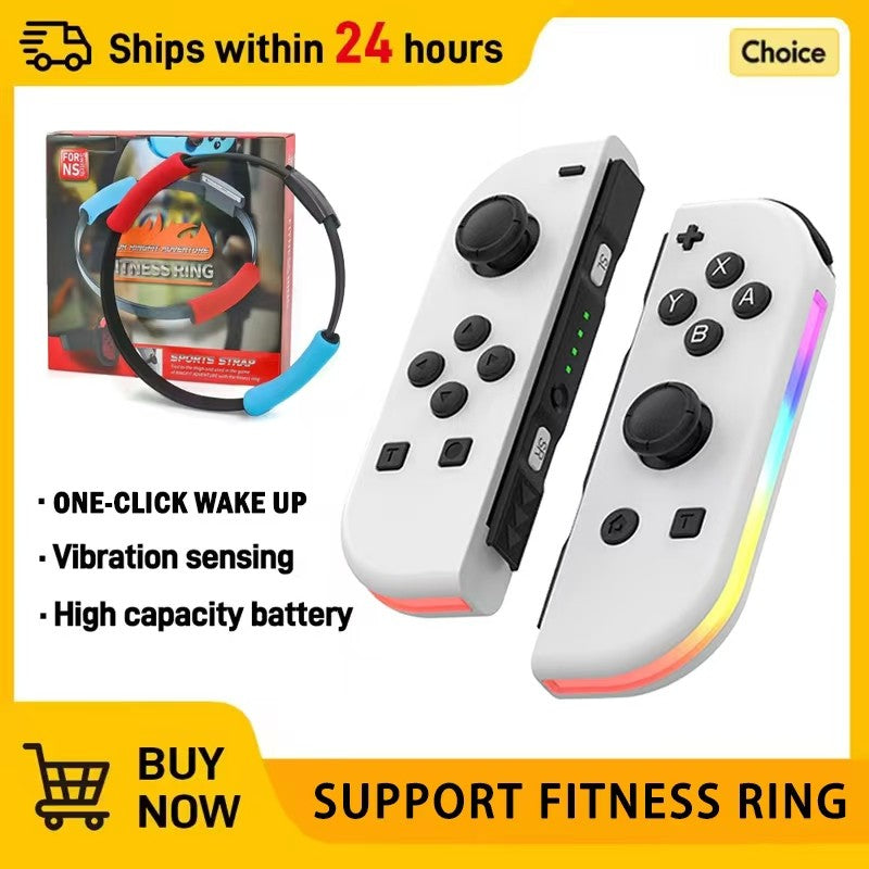 Wireless Switch L/R Controllers Hall Joystick RGB Colorful Light BT 5.3 Wake Up Six-Axis Vibrating Joypad For Switch/Lite/Oled