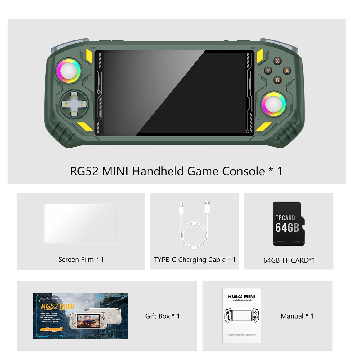 AISLPC RG52 MINI Handheld Game Console 5.5" IPS Screen 2.4 WIFI 22000+Games RK3562 Chip Dual System Portable Pocket Video Player