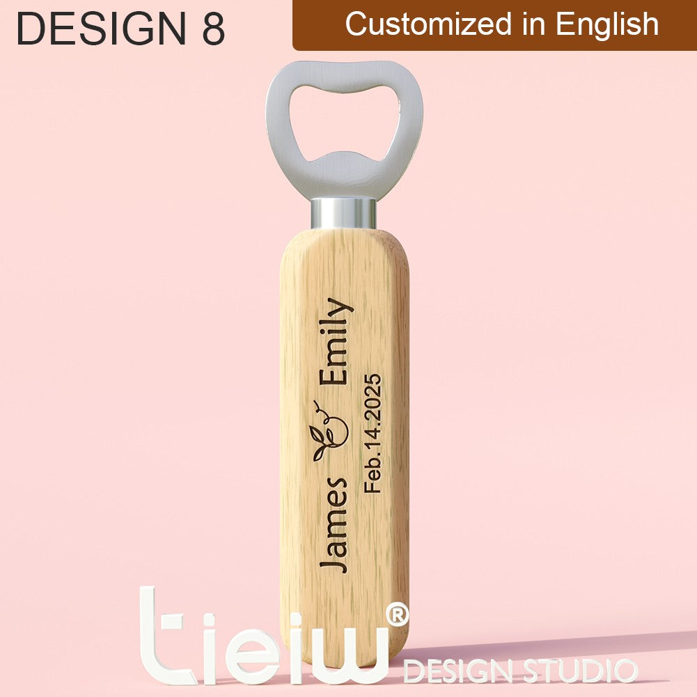 12PCS Custom Wedding Gift Bottle Opener Wedding Favors for Guests Personalized Wooden Opener as Gift for Wedding Decoration