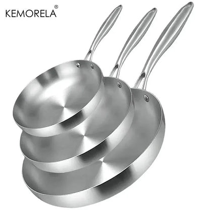 2/3 PEÇAS Frigideira 22/24/26/28CM Aço Inoxidável 304 Panela Wok 2MM de Espessura 5 Camadas de Aço Panelas Antiaderentes de Grau Alimentício para Cozinhar