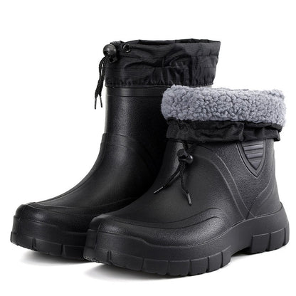 2024 Versátil Botas de Chuva Masculinas Impermeáveis para Exterior Leves Sapatos de Veludo Moda Bota Curta Conforto Casual Masculino Sapatos de Água