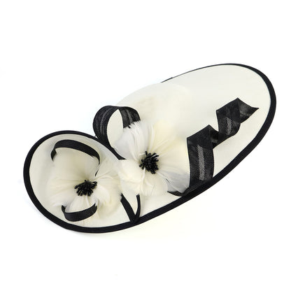 Novo Fascinator de Flor Sinamay Chapéu de Casamento Perfeito Chapéu de Festa Derby Único Chapéus de Igreja Elegantes Fascinators de Noiva Femininos