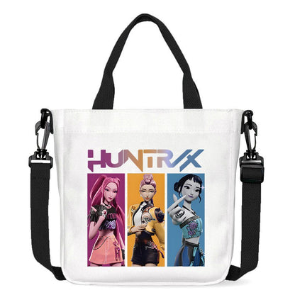 Kawaii KPop Demon Hunters Fashion Shoulder Bag Cartoon Handbag Large Capacity Crossbody Bag Portable Canvas Storage Bags Gift