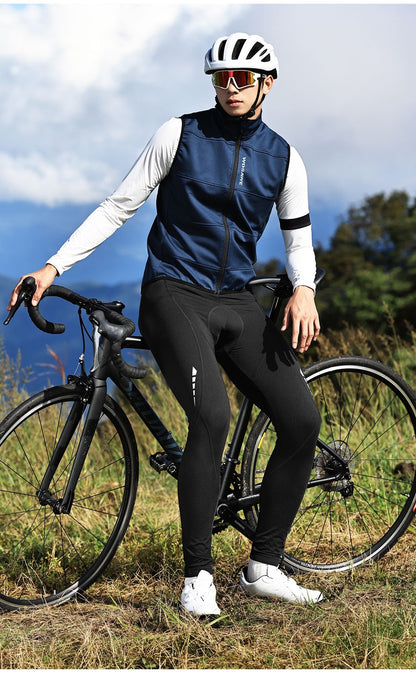 WOSAWE Cycling Jersey Set Winter Spring Vest Pants Sleeveless MTB Bicycle Clothing Warm Bike Jackets Thermal Fleece Suit