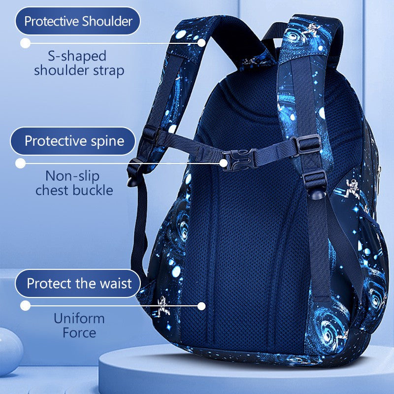 Mochila Ergonômica de Suporte Confortável para Coluna, para Livros Infantis do Ensino Fundamental e Médio Meninos Leve