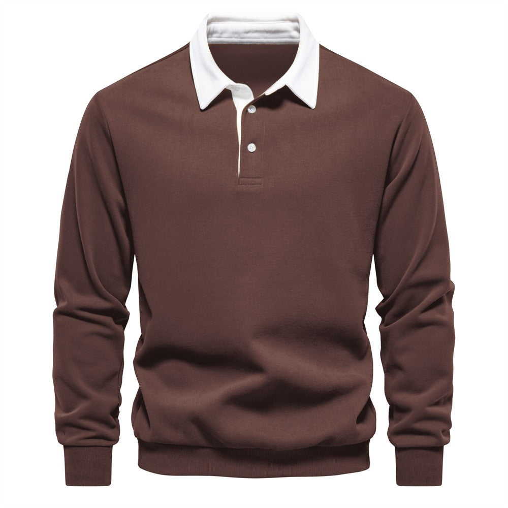 Men's Autumn Long-Sleeved POLO Collar European Size Sweater - Trendy, High-Quality, Casual, Versatile and Loose-Fit Top