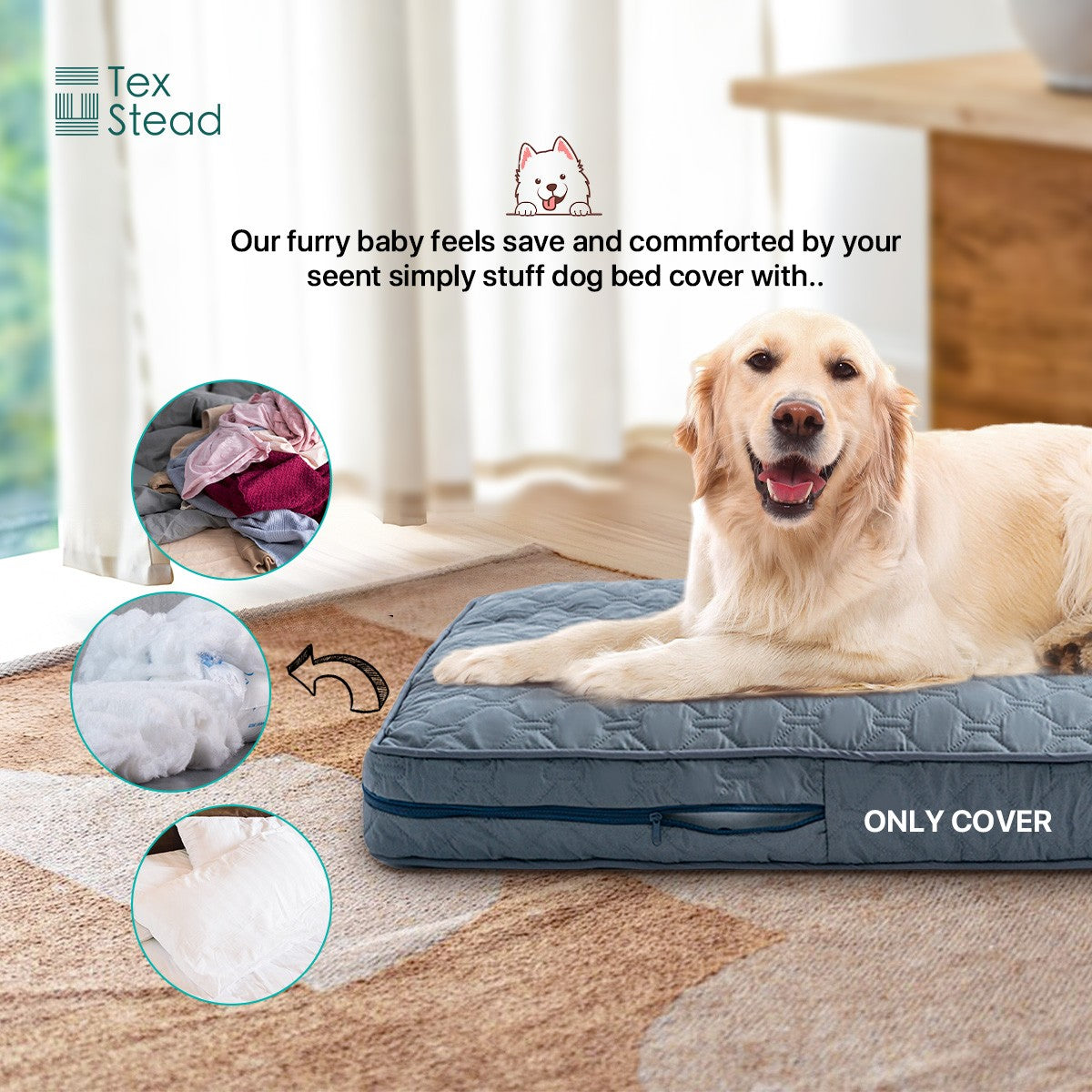 1 capa de cama ortopédica para cães grandes, capa lavável para cama de cão em espuma, colchonete para animais de estimação com acolchoamento multiagulha, capa para cama de caixa para cães