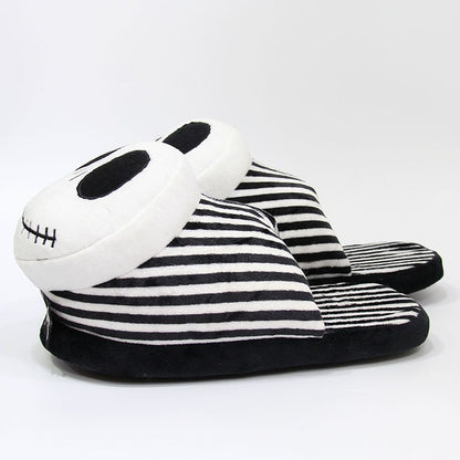 28cm Disney Filme O Estranho Mundo de Jack Skellington Pelúcia Chinelos de Quarto Masculino Feminino Inverno Presentes