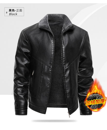 2025 veluokldly Leather Jacket Man Winter Motocross Windproof Warm PU Leather Coat chaqueta Male Trendy Motorcycle Fleece Coats