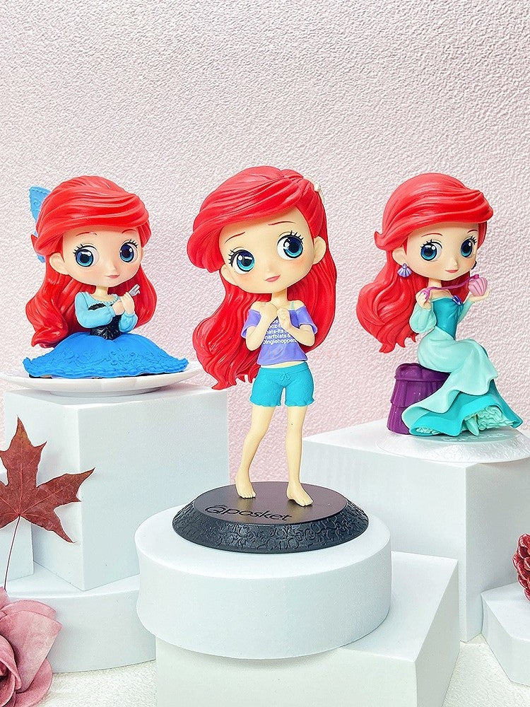 Bandai Disney A Pequena Sereia Anime Qposket Personagens Ariel Linha Glitter Boneco de Ação Modelo Colecionável Brinquedos Presente de Aniversário