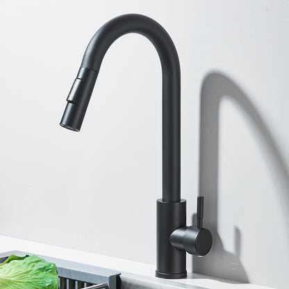 Torneira Misturadora de Cozinha Monocomando Quente e Frio com Bico Extensível e Duas Funções, Montada na Bancada