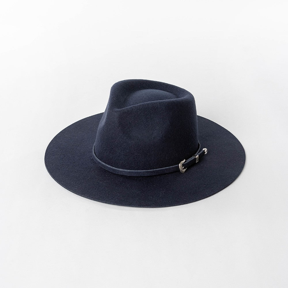 Chapéu Fedora de Feltro 100% Lã Australiana com cinto de feltro e aba larga de design moderno