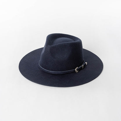 Chapéu Fedora de Feltro 100% Lã Australiana com cinto de feltro e aba larga de design moderno