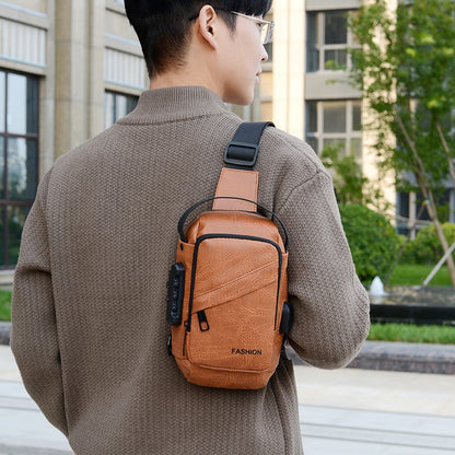 Men's Anti-Theft Crossbody Bag USB Charging Port Travel Chest Bag Waterproof Shoulder Messenger Bag for Outdoor Sports