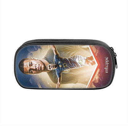 M-Mbappe Conjunto de 3 Peças Bolsa Escolar Mochila Esportiva de Futebol com Bolsas de Ombro Estojo para Canetas Mochila Escolar Jogador Estrela para Melhor Presente