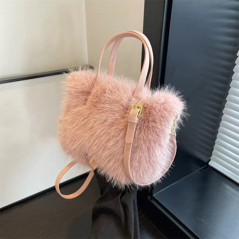 Solid Zipper Women's Shoulder Bags Ladies Bags on Sale 2024 High Quality Winter Milk Cotton Women's Handbags Fashion Soft Bolsos