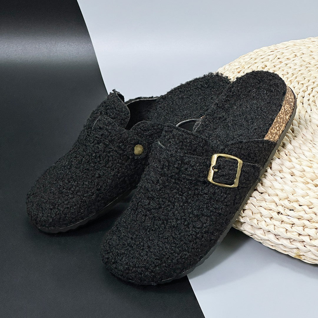 New Fall Winter Women And Men's Slippers With Plush Upper Indoor Outdoor Casual Sandals