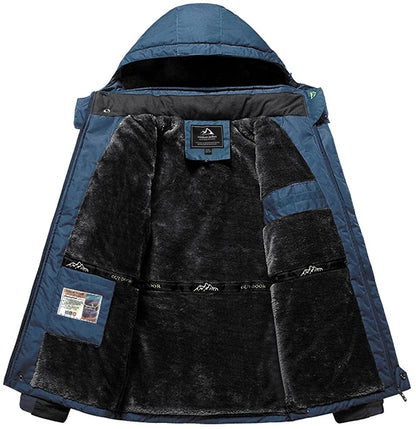 Jaqueta Masculina Impermeável TACVASEN de Inverno Pesada Forrada com Lã, Jaquetas de Esqui e Snowboard, Casacos Corta-Vento com Capuz Removível