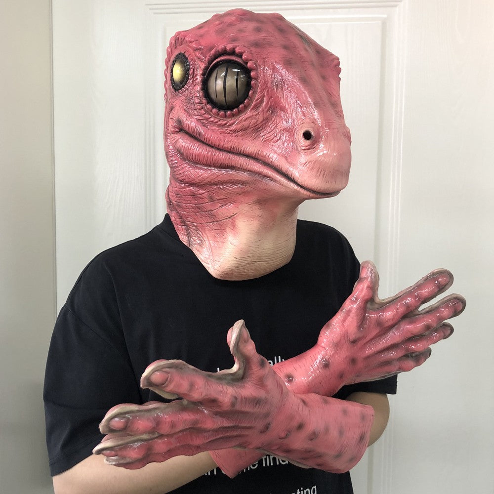 Funny Animal Frog lizard Latex Mask Gloves Cosplay Reptile Alien Latex Helmet Halloween Carnival Party Costume Props Gifts