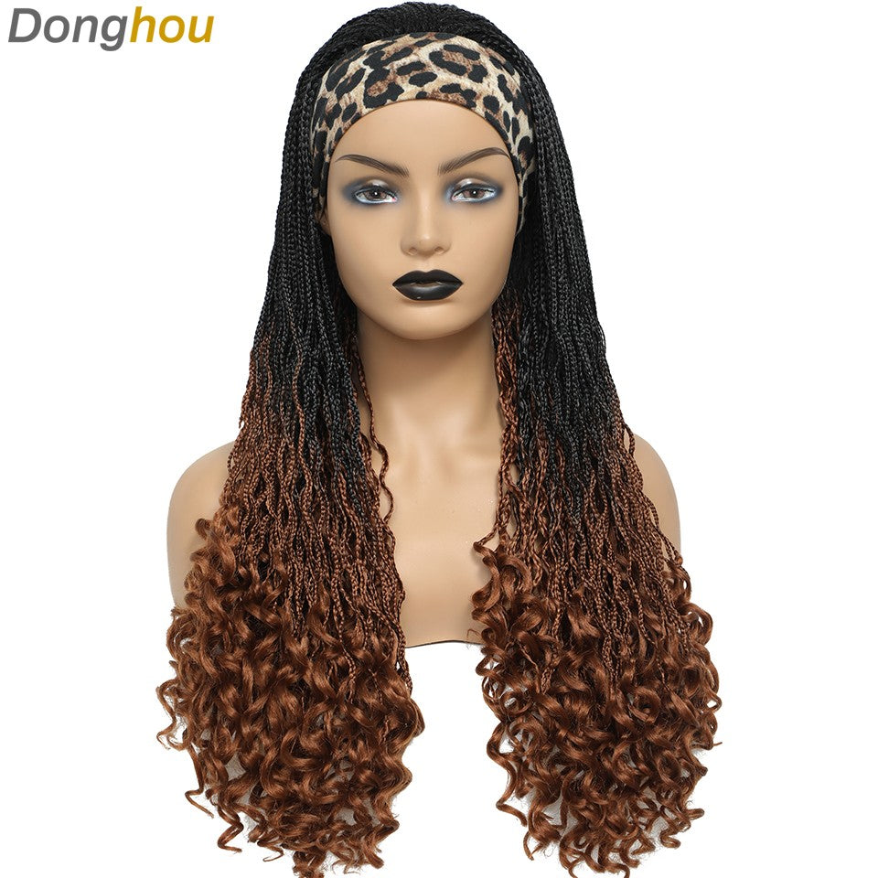 Donghou Wig Headband Box Braid Wig Ombre Braided Head Band Wig Goddess Box Braid Synthetic Headband Wig Perruque Avec Bandeau