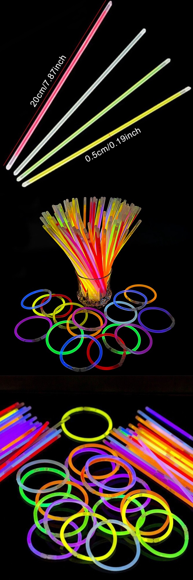 25-100PCS/Pack Party Fluorescence Glow Sticks DIY Bracelet Necklace Glowing in The Dark Stick Birthday Festival Party Supply ZYF