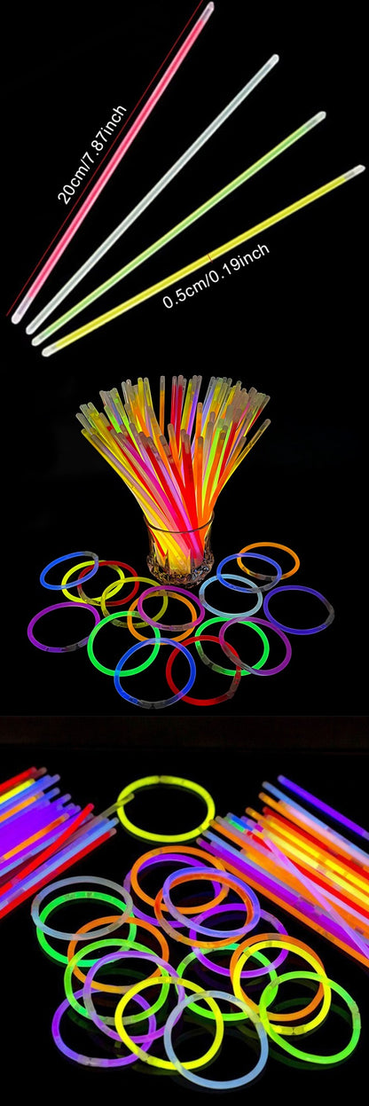 25-100PCS/Pack Party Fluorescence Glow Sticks DIY Bracelet Necklace Glowing in The Dark Stick Birthday Festival Party Supply ZYF