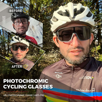 SCVCN Photochromic Cycling Glasses Bike Mountain Bicycle Golf UV400 Sunglasses Sport Protection Glasses for Men Women Baseball