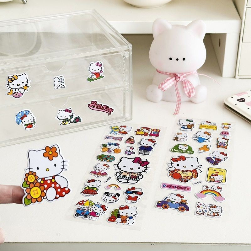6/12pcs 3D Cartoon Kitty Puffy Stickers Sheets Kids Boys Girls Reward Bulk Assorted Scrapbook Stickers Party Favors Gifts DIY